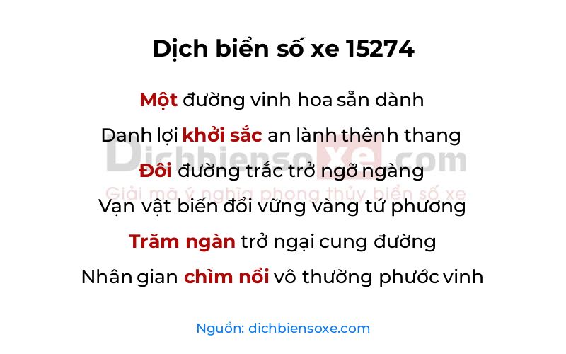 Dịch thơ biển số 15274
