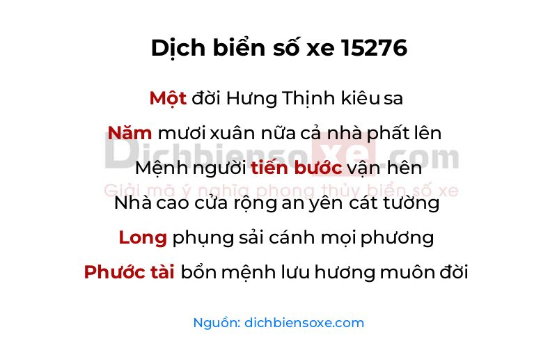 Dịch thơ biển số 15276