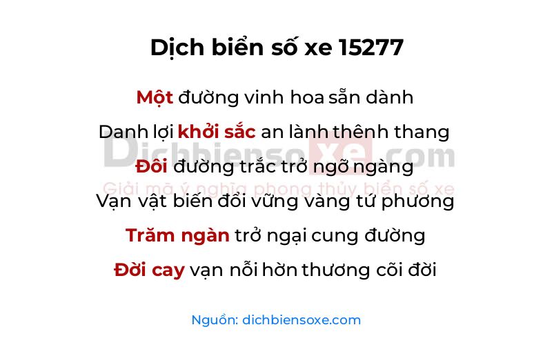 Dịch thơ biển số 15277
