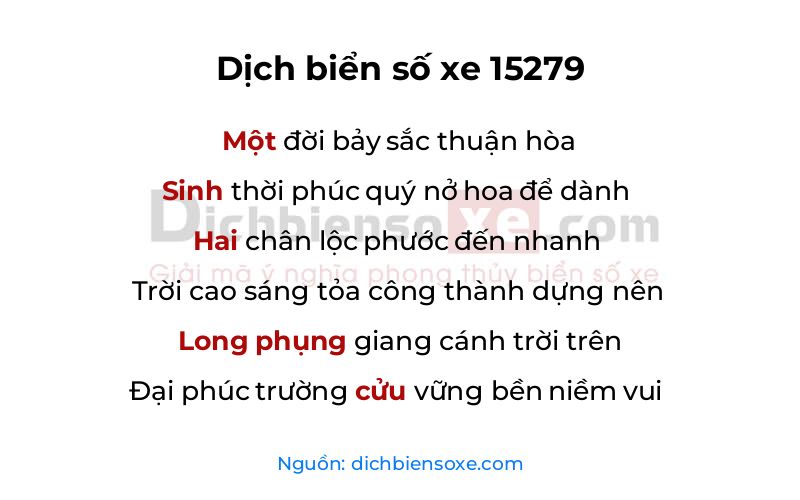 Dịch thơ biển số 15279