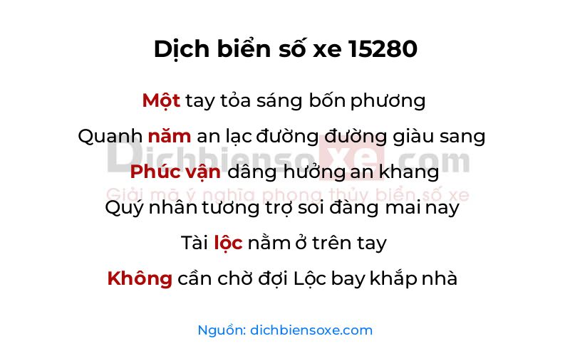 Dịch thơ biển số 15280