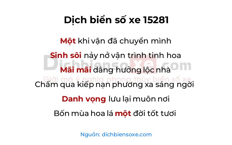 Dịch thơ biển số 15281