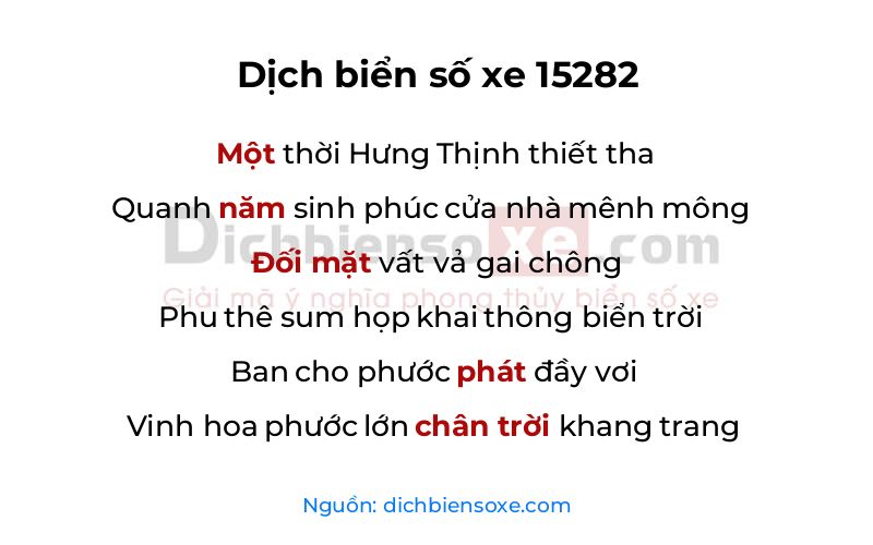 Dịch thơ biển số 15282