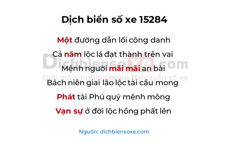 Dịch thơ biển số 15284