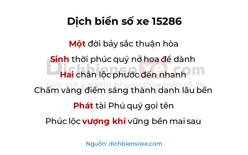Dịch thơ biển số 15286