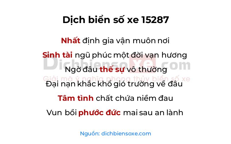 Dịch thơ biển số 15287