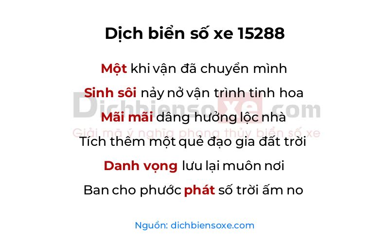 Dịch thơ biển số 15288