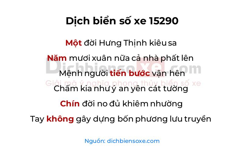 Dịch thơ biển số 15290