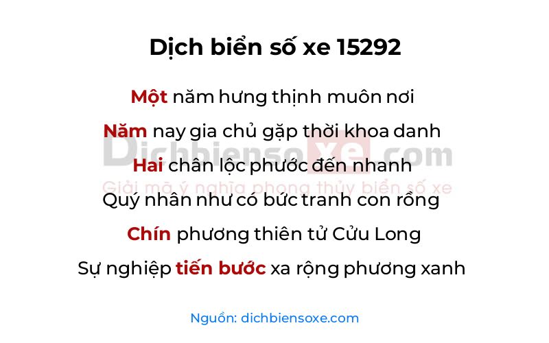 Dịch thơ biển số 15292
