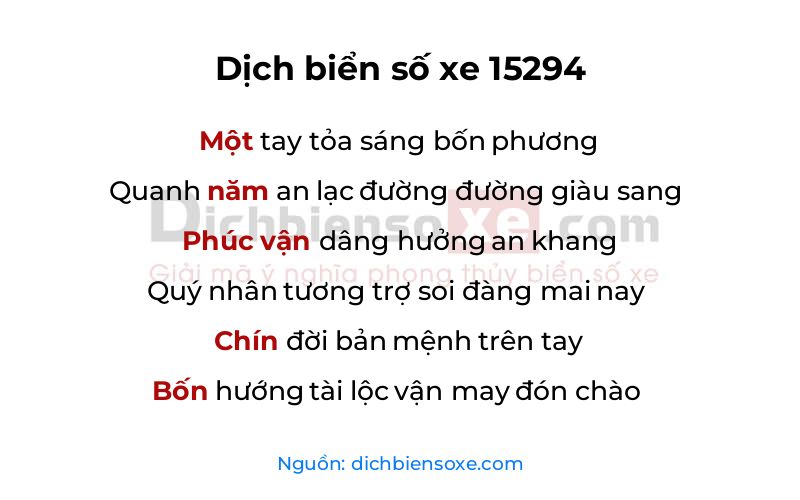Dịch thơ biển số 15294