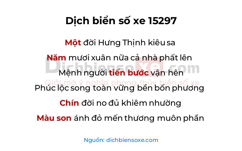 Dịch thơ biển số 15297