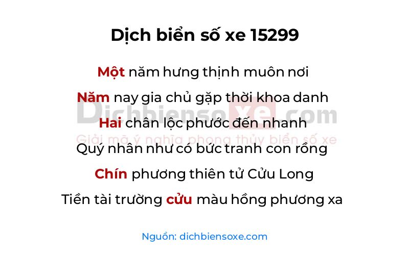 Dịch thơ biển số 15299