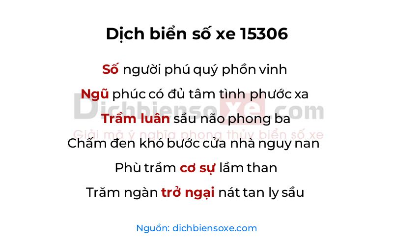 Dịch thơ biển số 15306