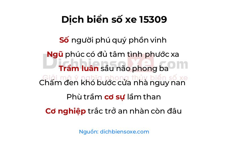 Dịch thơ biển số 15309