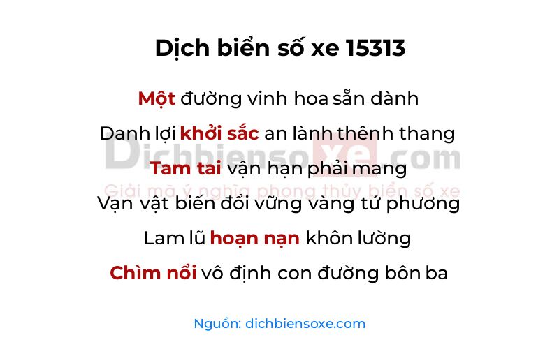 Dịch thơ biển số 15313