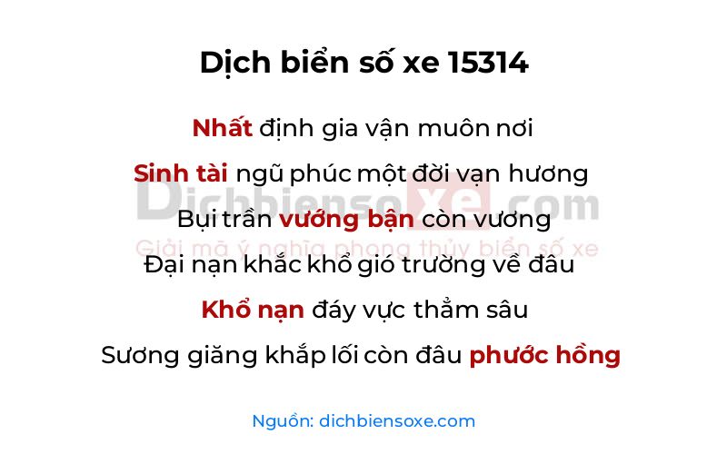 Dịch thơ biển số 15314