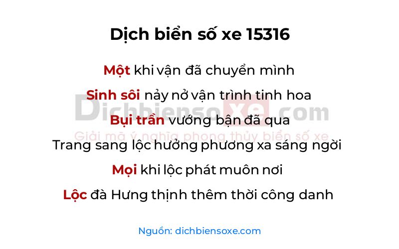 Dịch thơ biển số 15316