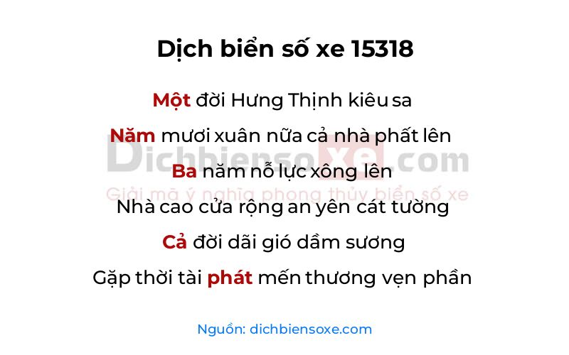 Dịch thơ biển số 15318
