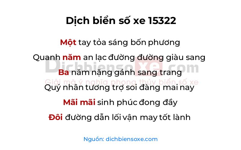 Dịch thơ biển số 15322