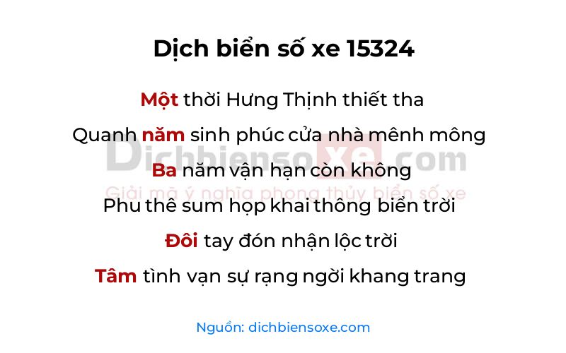 Dịch thơ biển số 15324