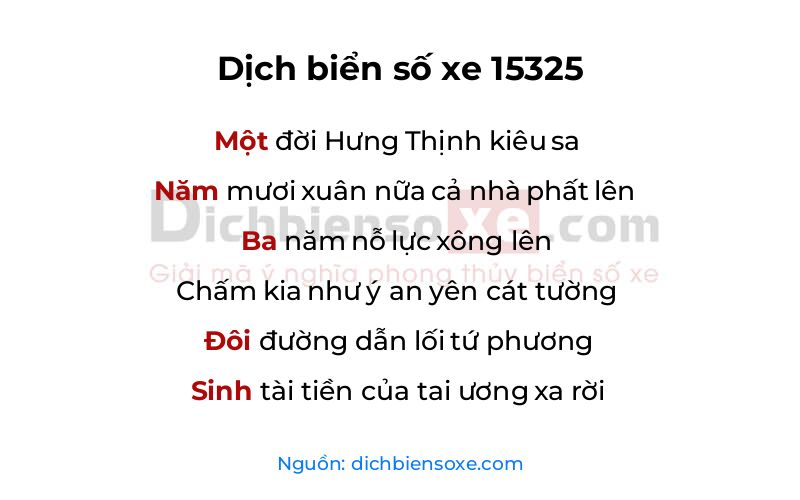 Dịch thơ biển số 15325