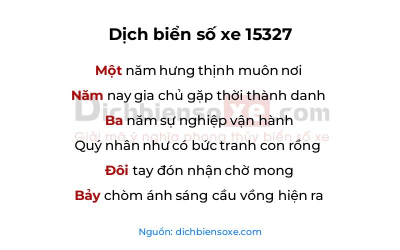 Dịch thơ biển số 15327
