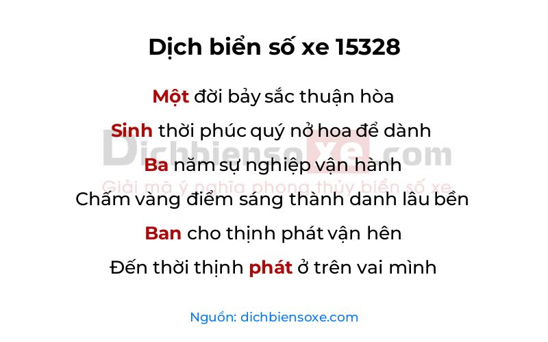 Dịch thơ biển số 15328