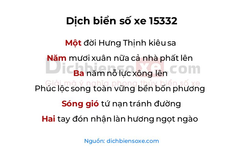 Dịch thơ biển số 15332
