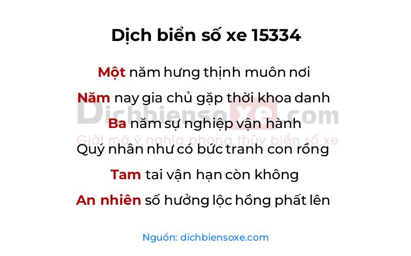 Dịch thơ biển số 15334