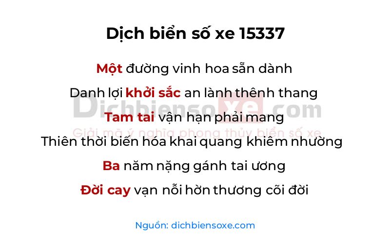 Dịch thơ biển số 15337