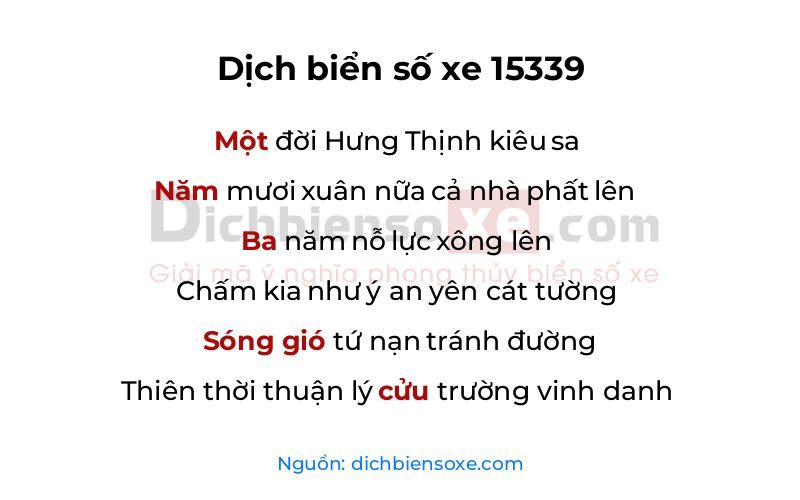 Dịch thơ biển số 15339
