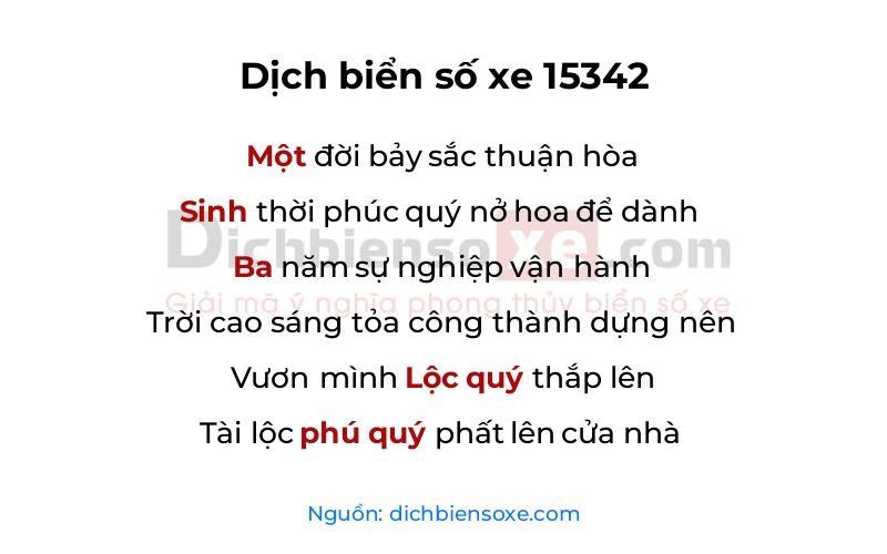 Dịch thơ biển số 15342