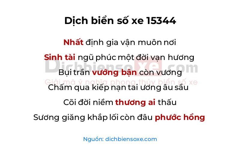 Dịch thơ biển số 15344