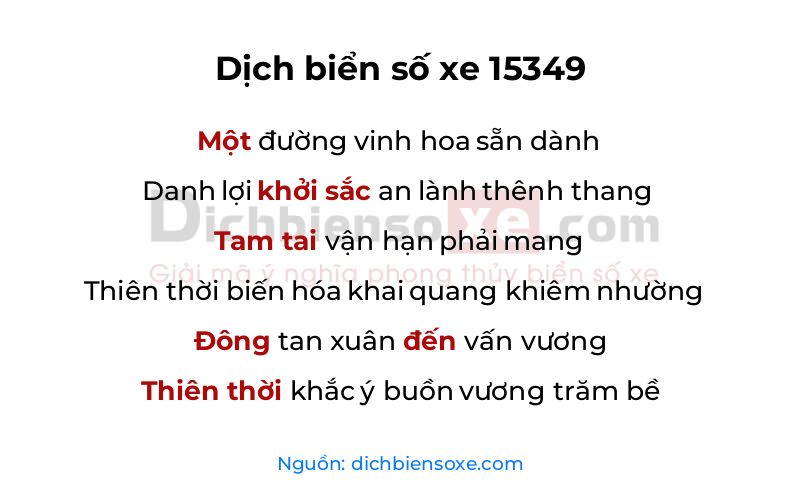 Dịch thơ biển số 15349