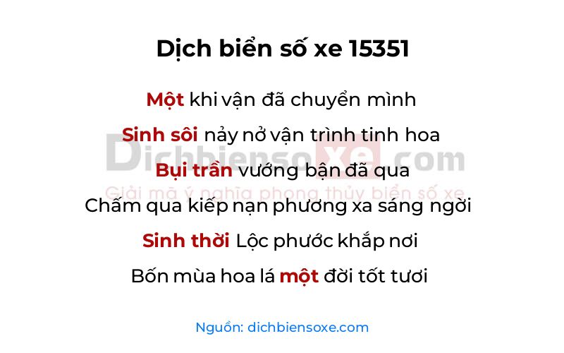 Dịch thơ biển số 15351