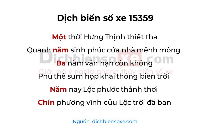 Dịch thơ biển số 15359