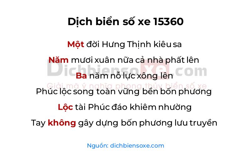 Dịch thơ biển số 15360
