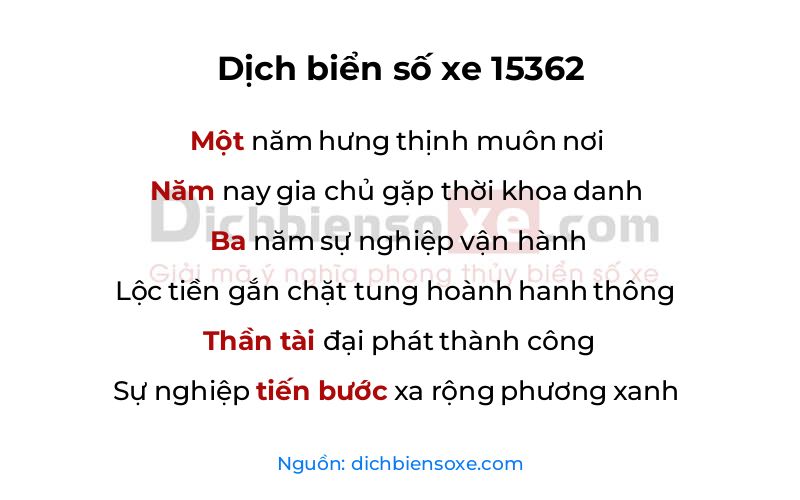 Dịch thơ biển số 15362