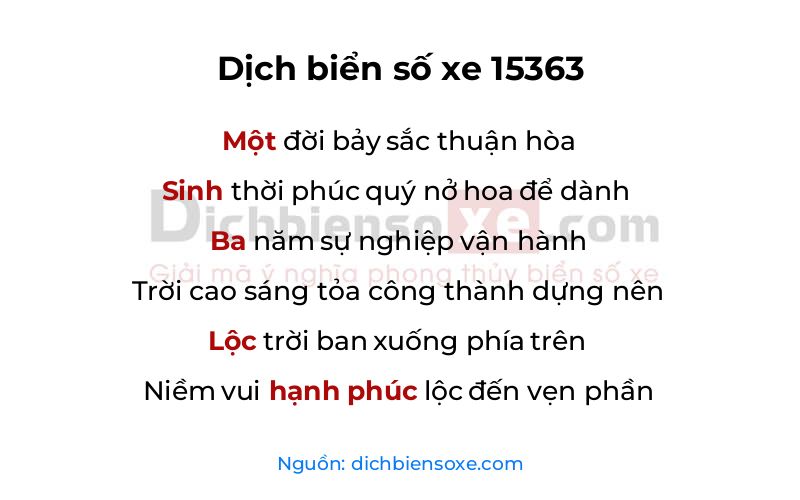 Dịch thơ biển số 15363