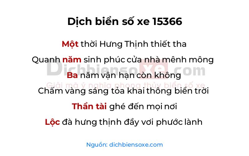 Dịch thơ biển số 15366