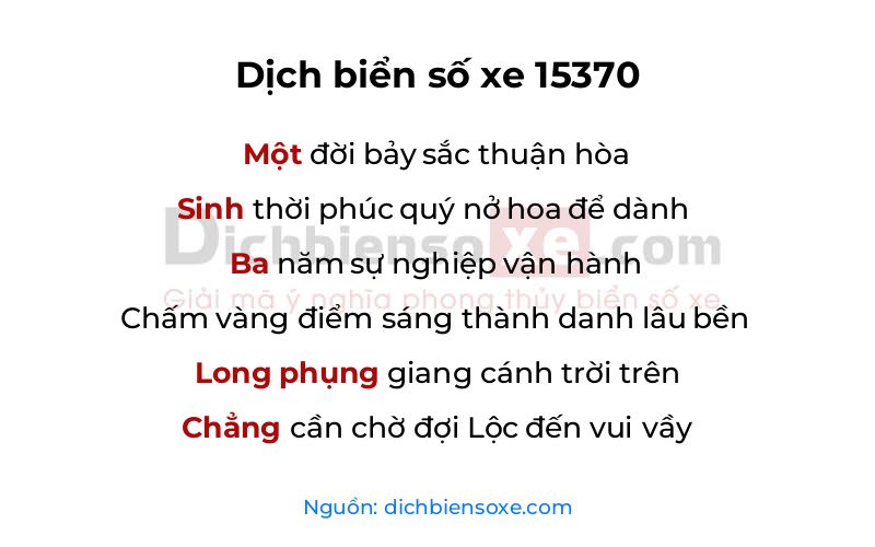 Dịch thơ biển số 15370