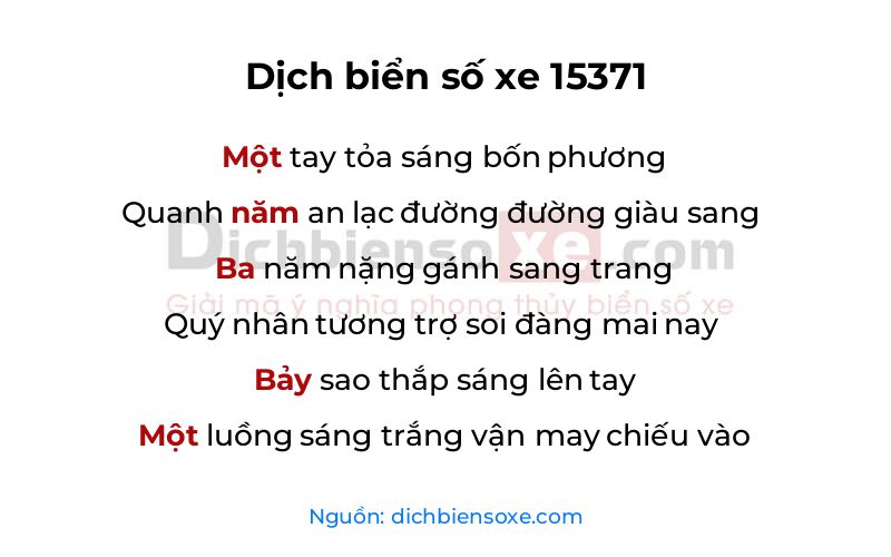 Dịch thơ biển số 15371