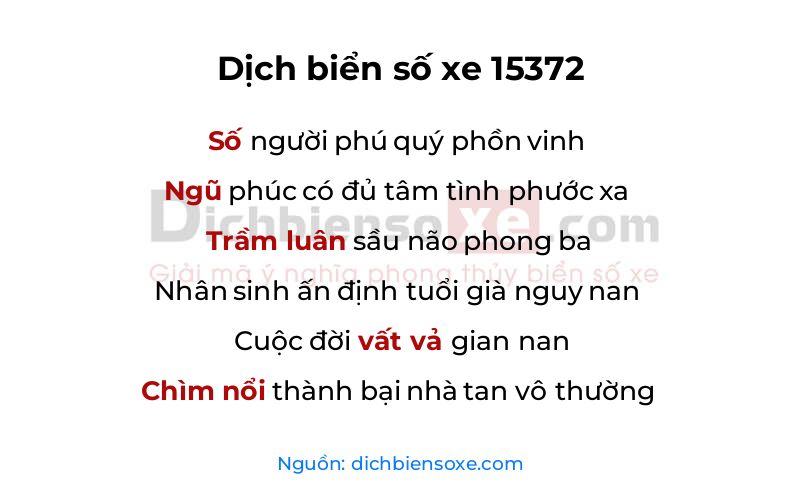 Dịch thơ biển số 15372