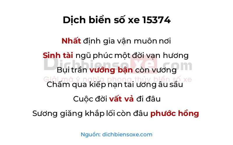 Dịch thơ biển số 15374
