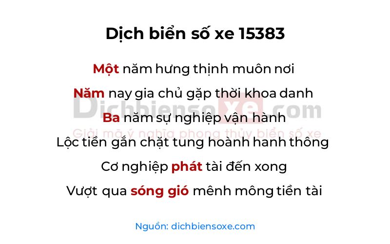 Dịch thơ biển số 15383