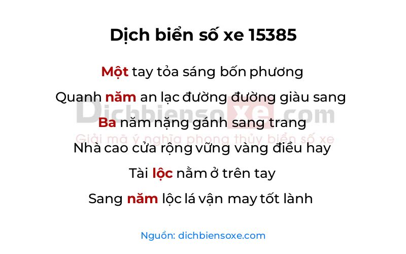 Dịch thơ biển số 15385