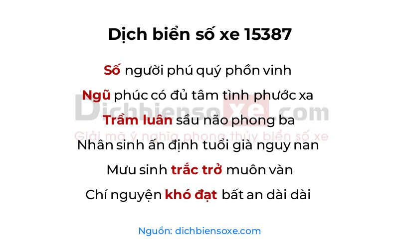 Dịch thơ biển số 15387