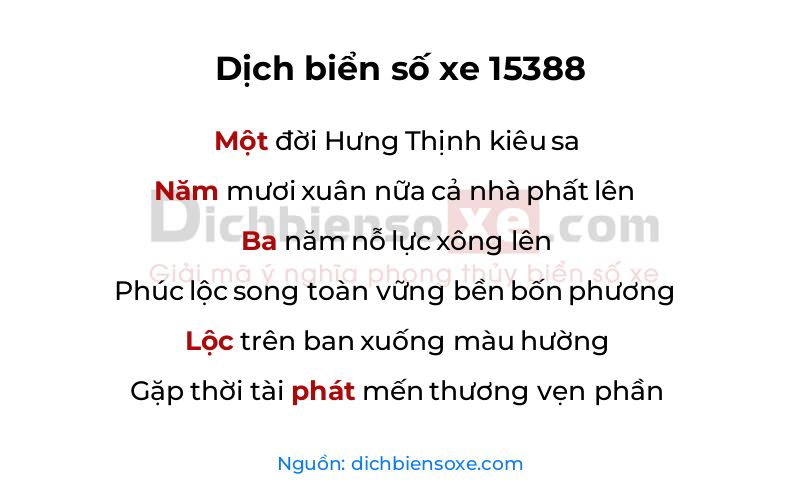 Dịch thơ biển số 15388