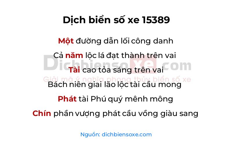 Dịch thơ biển số 15389