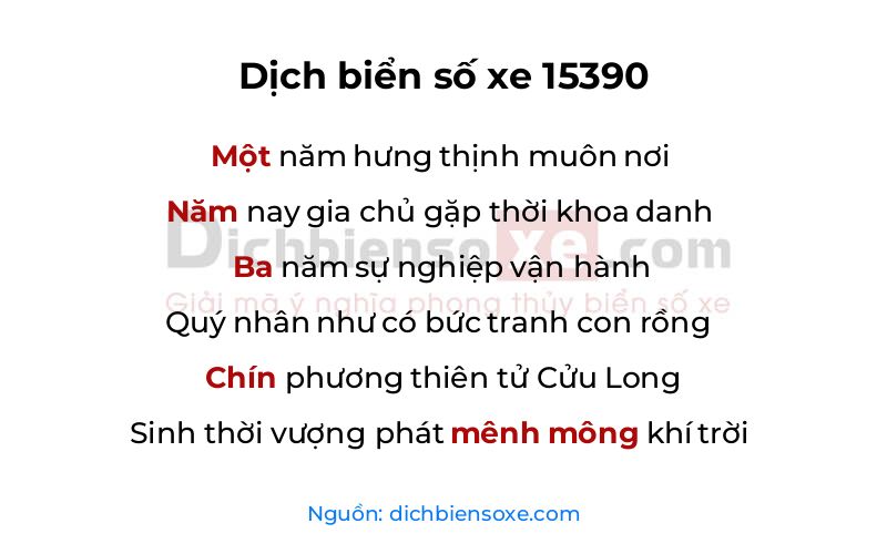 Dịch thơ biển số 15390